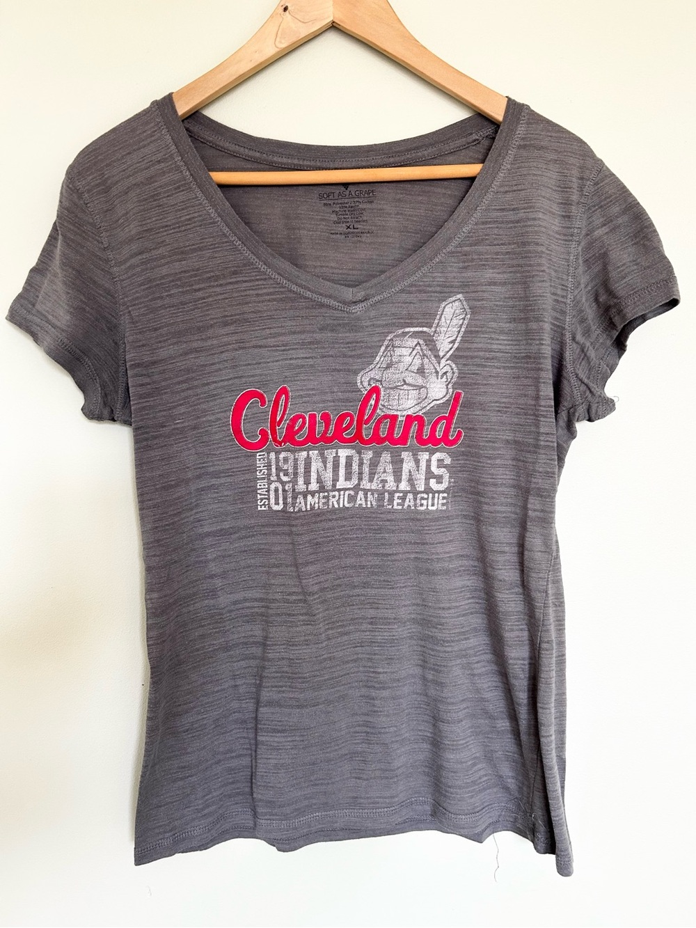 Women’s Soft as a Grape Cleveland Indians Gray V-Neck Tee Size XL